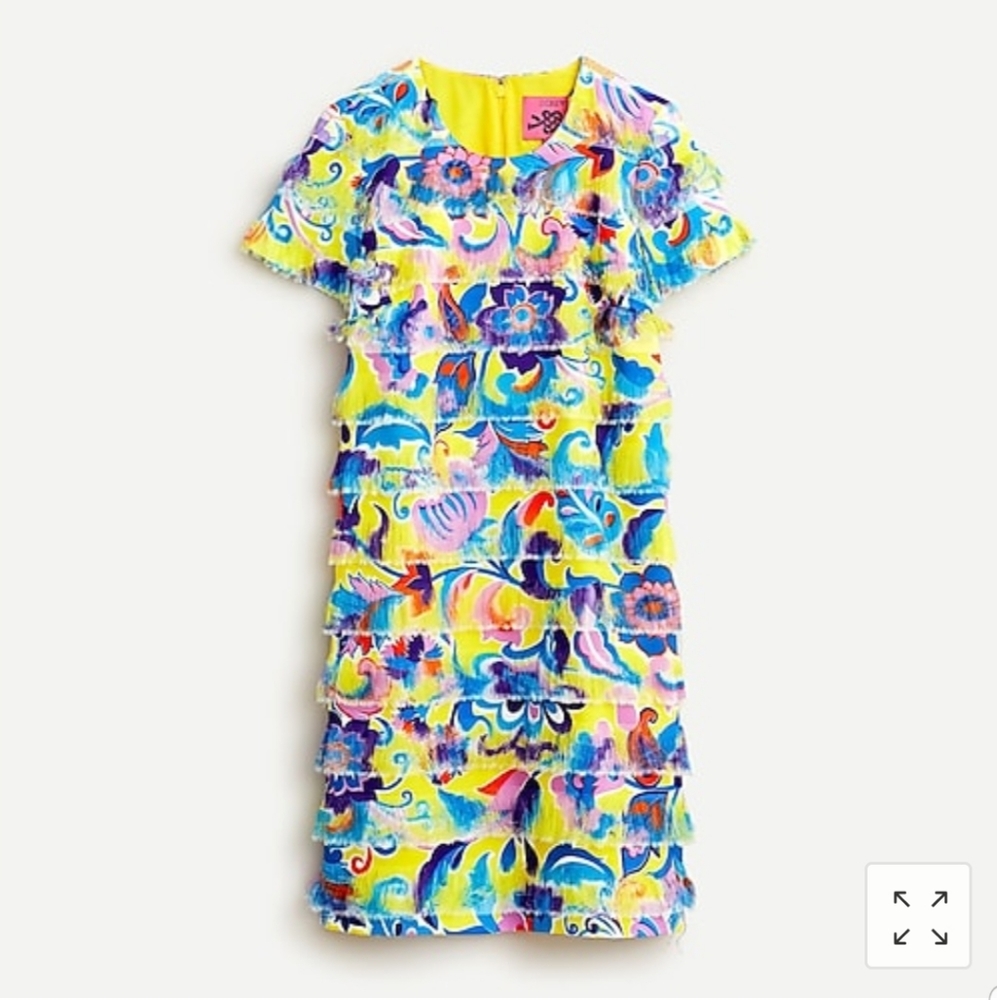 New J.Crew Fringe Shift Dress in Curly Floral